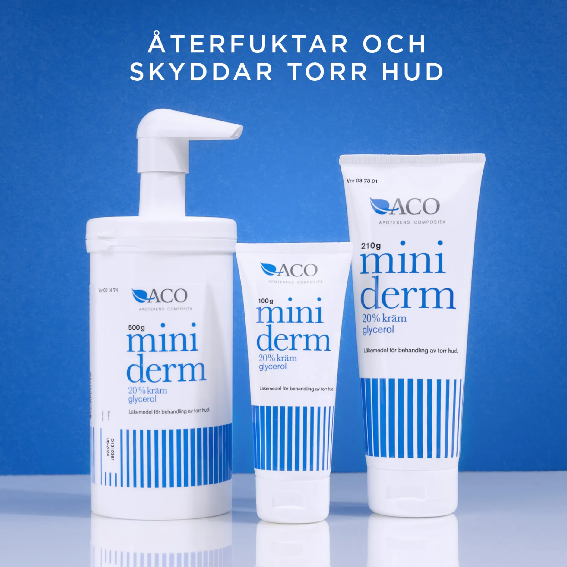 Miniderm Kräm 20% glycerol Torr Hud 500g