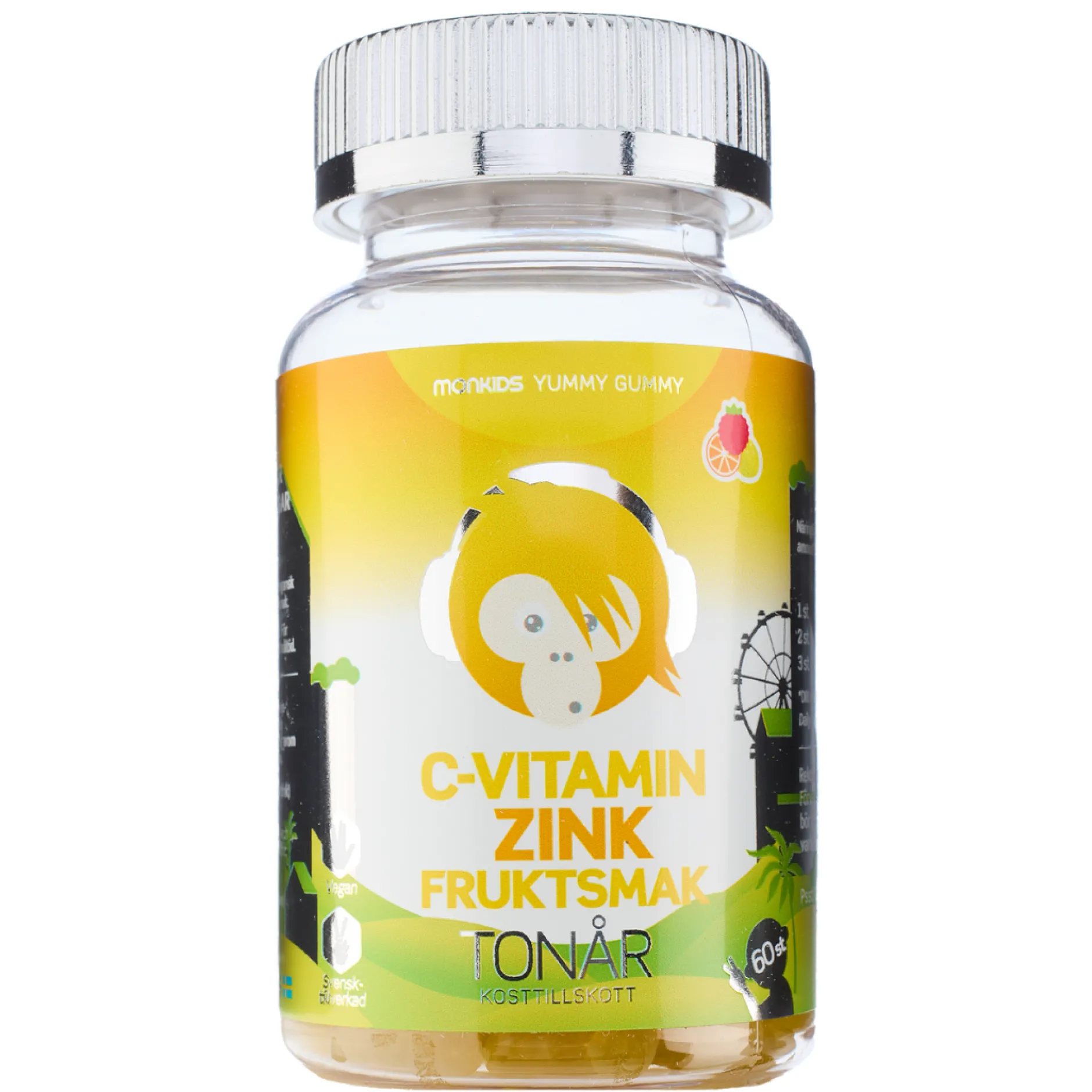 Monkids C-vitamin + Zink Tonår Fruktsmak 60 tuggtabletter