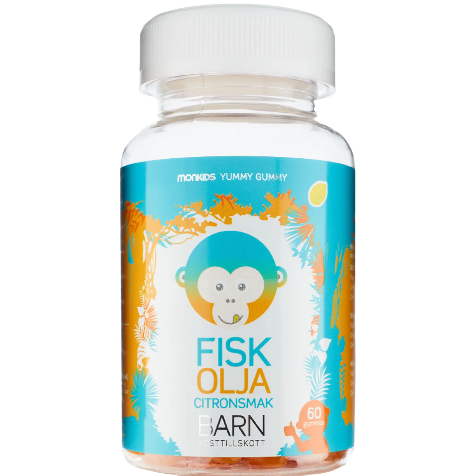 Monkids Fiskolja Barn Citron 60 tuggtabletter