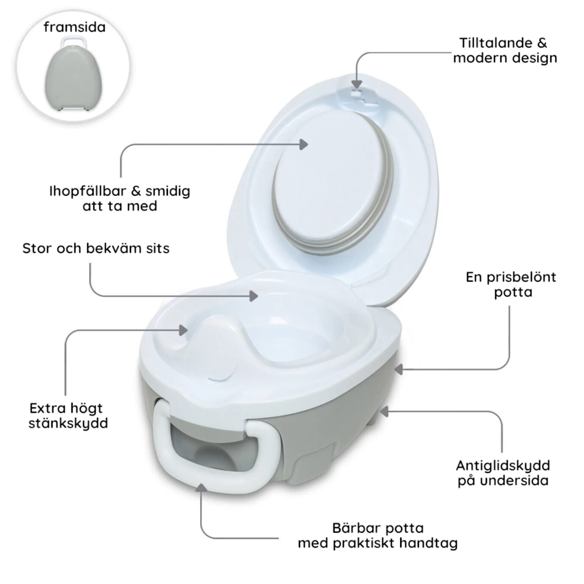 My Carry Potty Bärbar Potta Pastellgrå 1 st