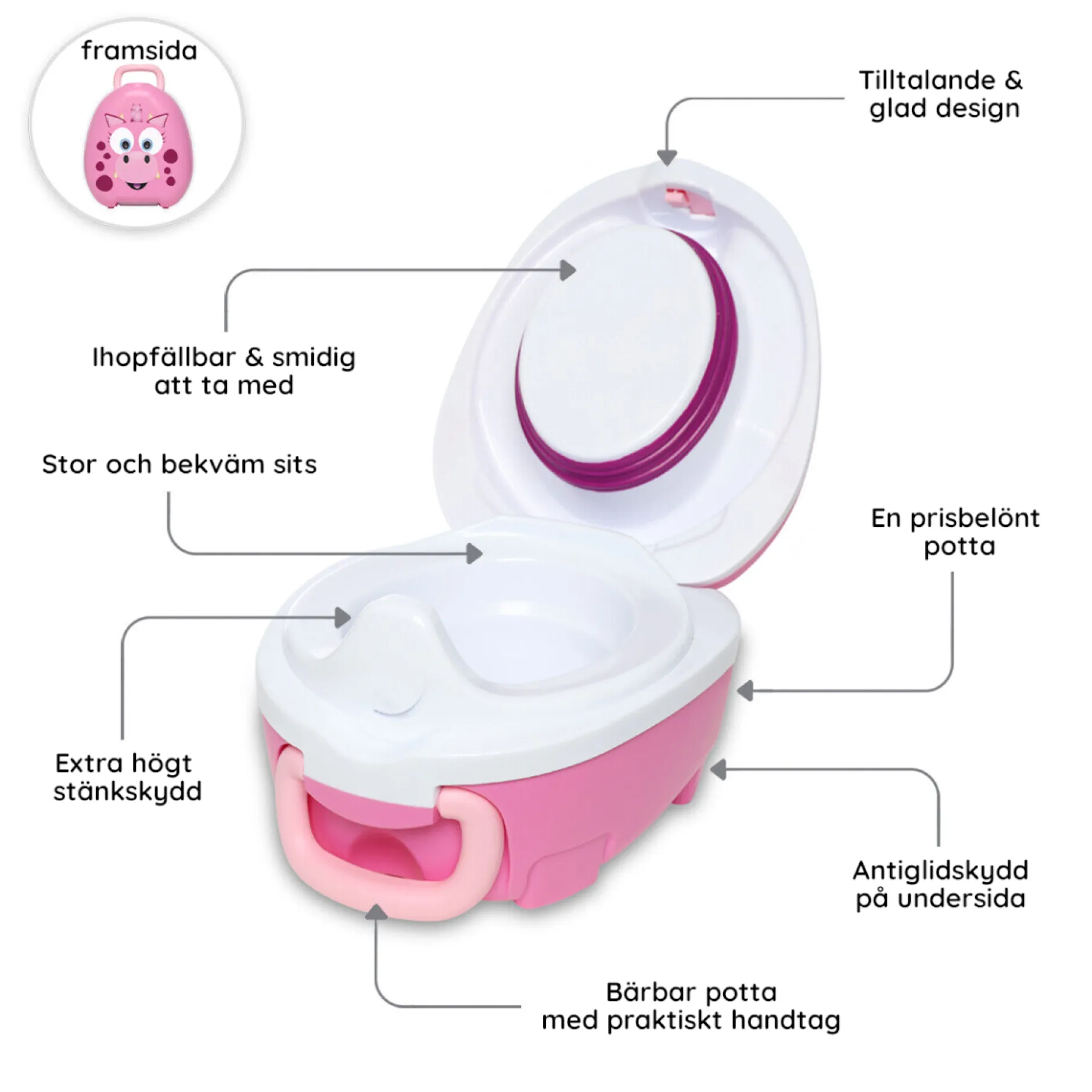 My Carry Potty Bärbar Potta Rosa Drake 1 st