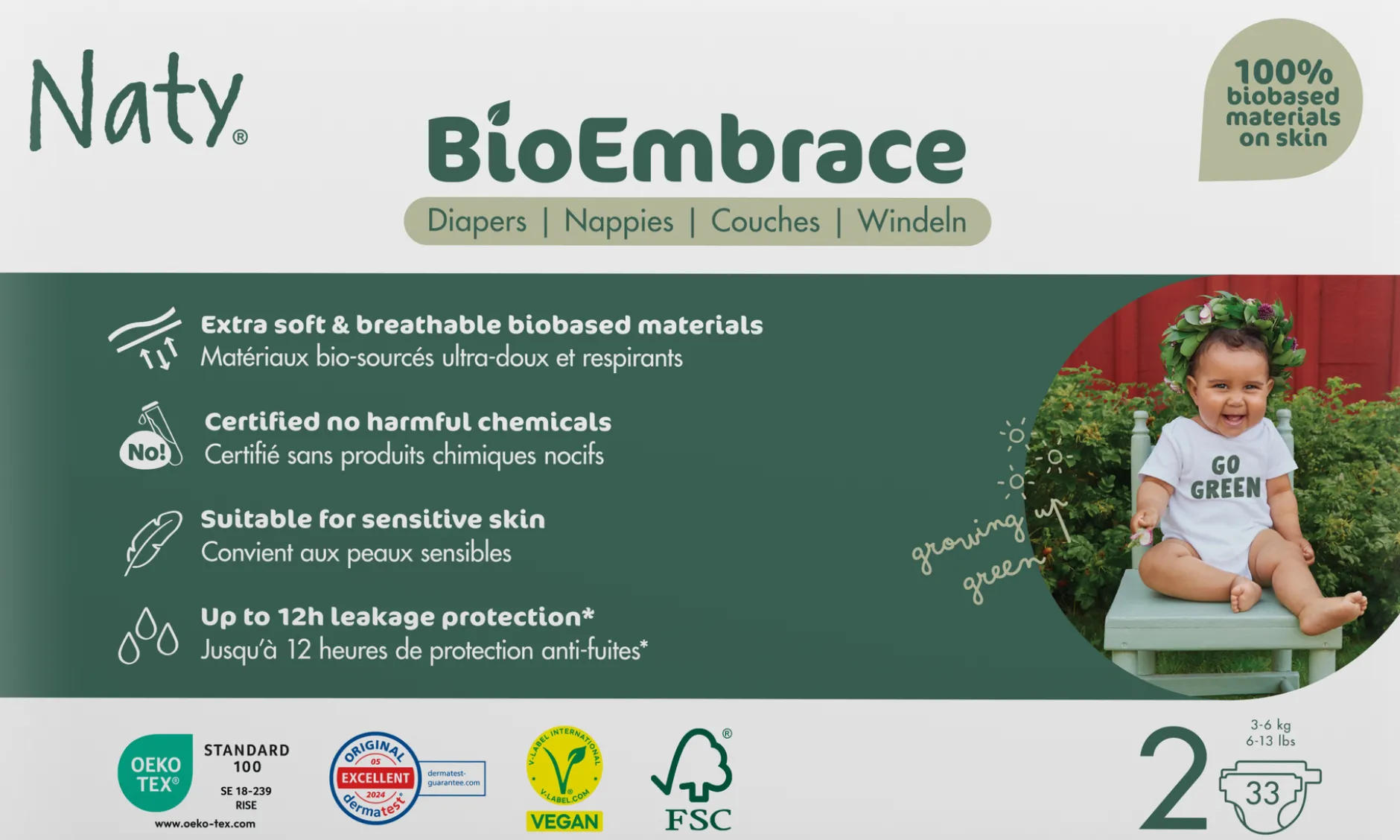 Naty Blöjor BioEmbrace strlk 2, 33 st