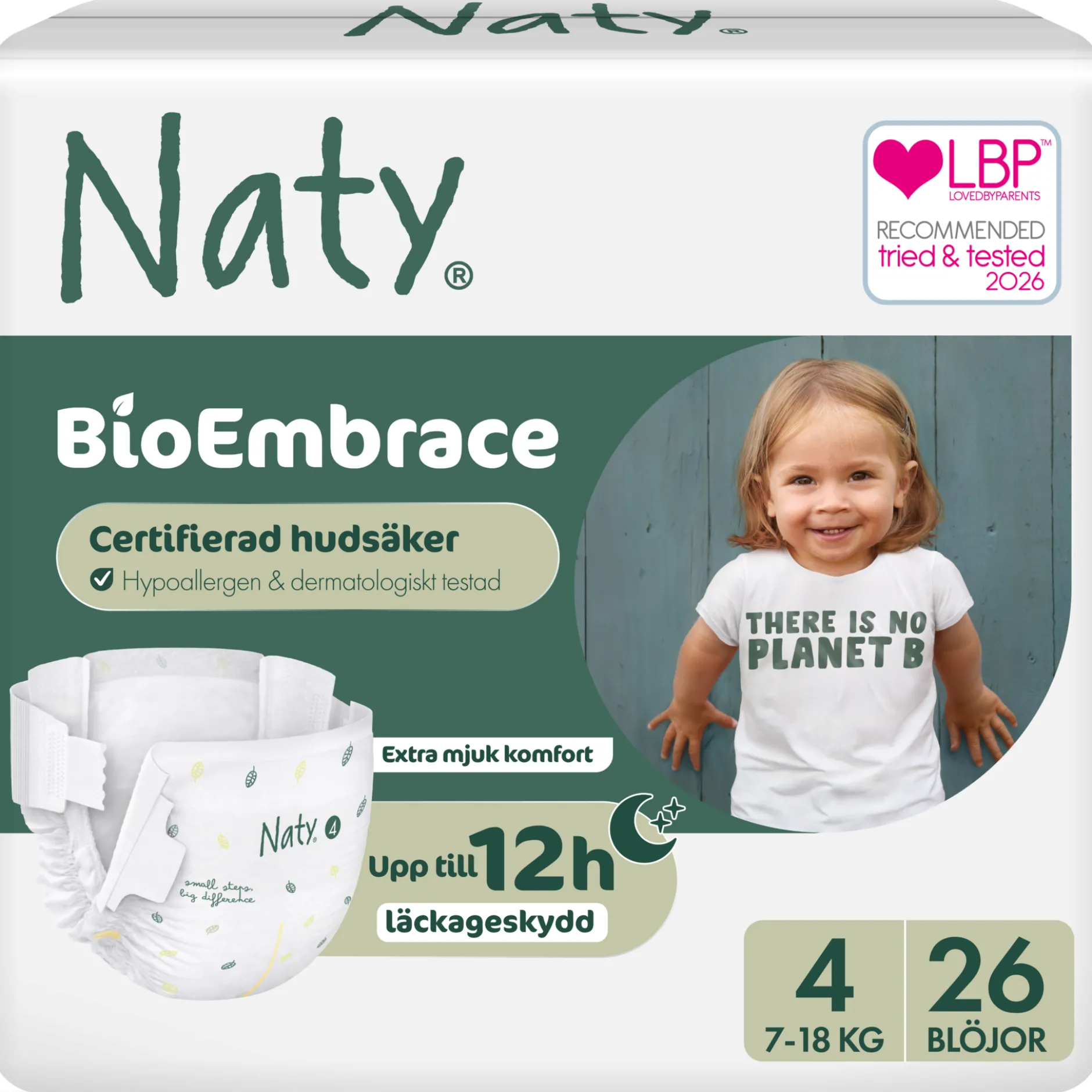 Naty Blöjor BioEmbrace strlk 4, 26 st