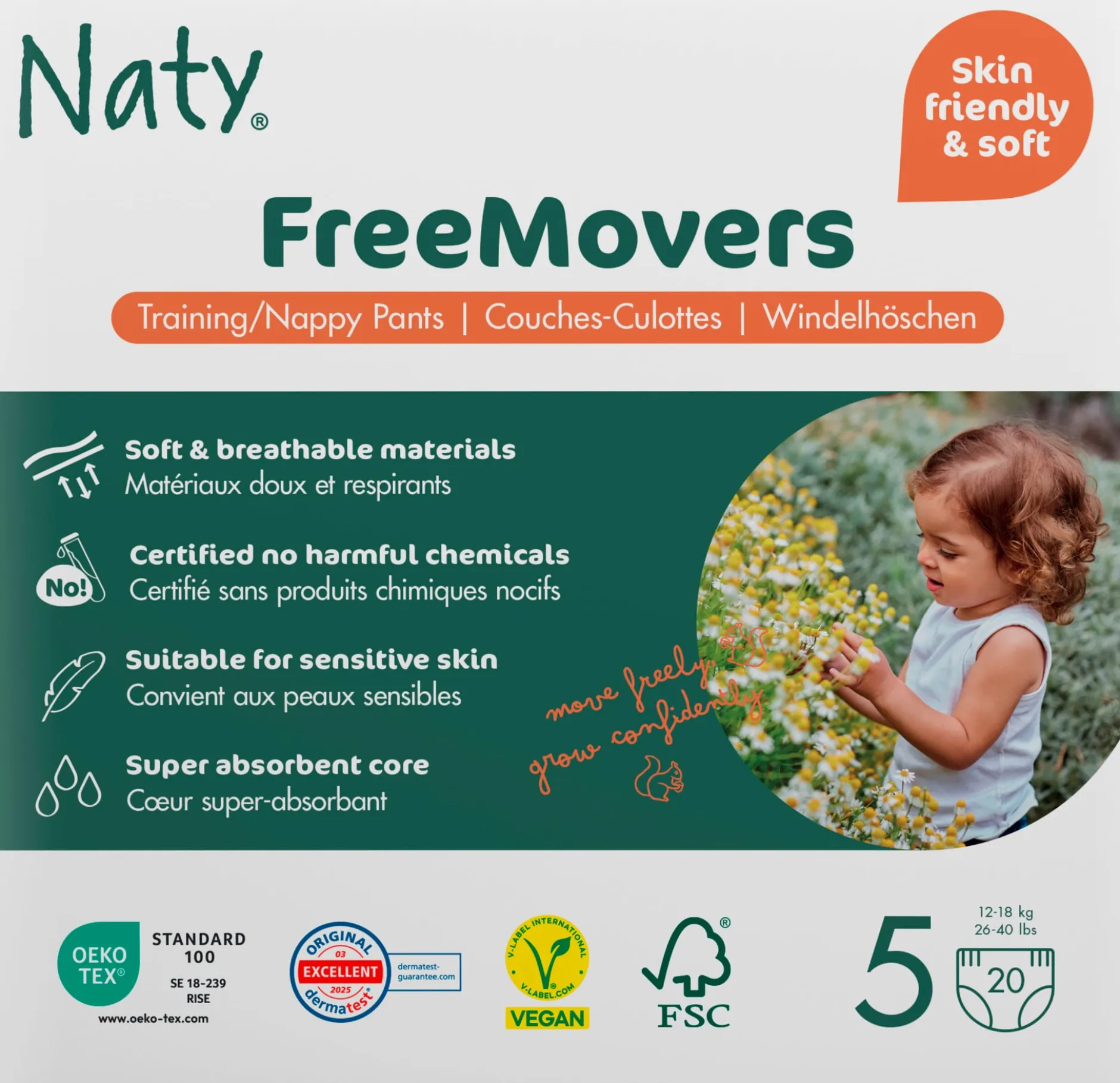 Naty Byxblöjor FreeMovers strlk 5, 20 st