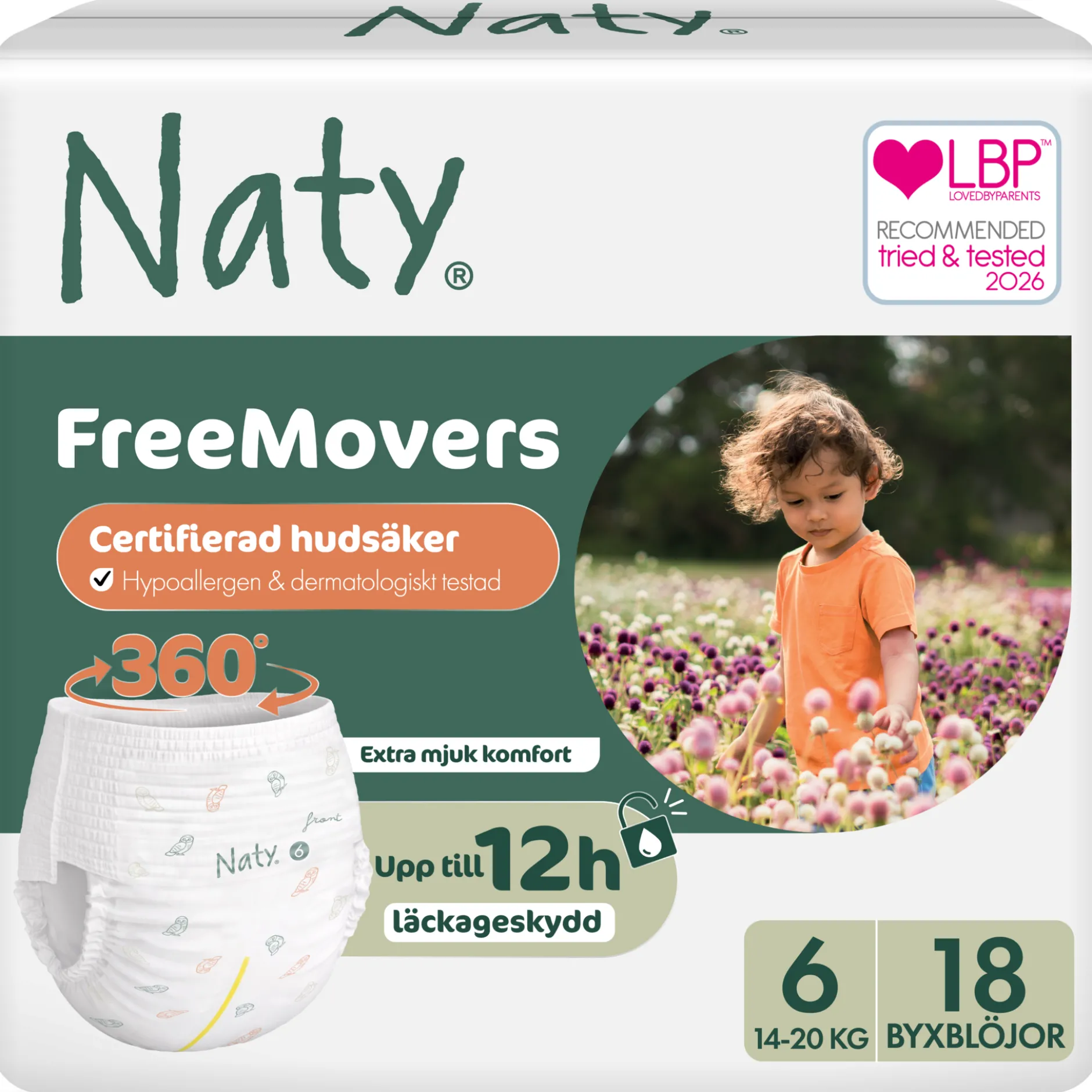 Naty Byxblöjor FreeMovers strlk 6, 18 st