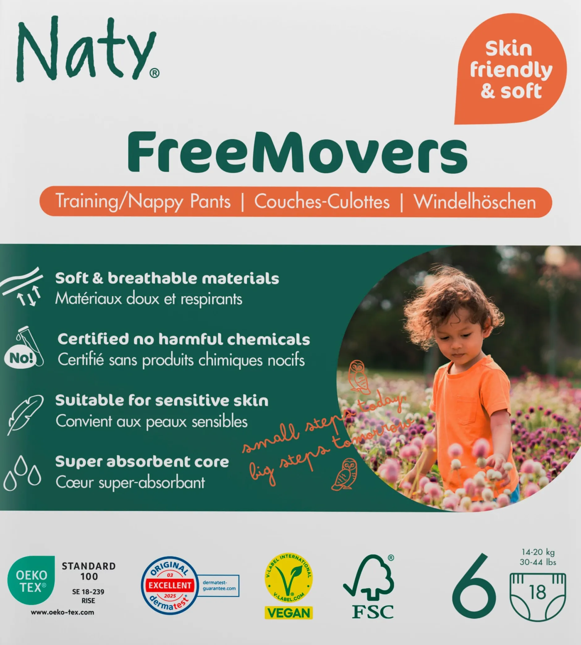 Naty Byxblöjor FreeMovers strlk 6, 18 st