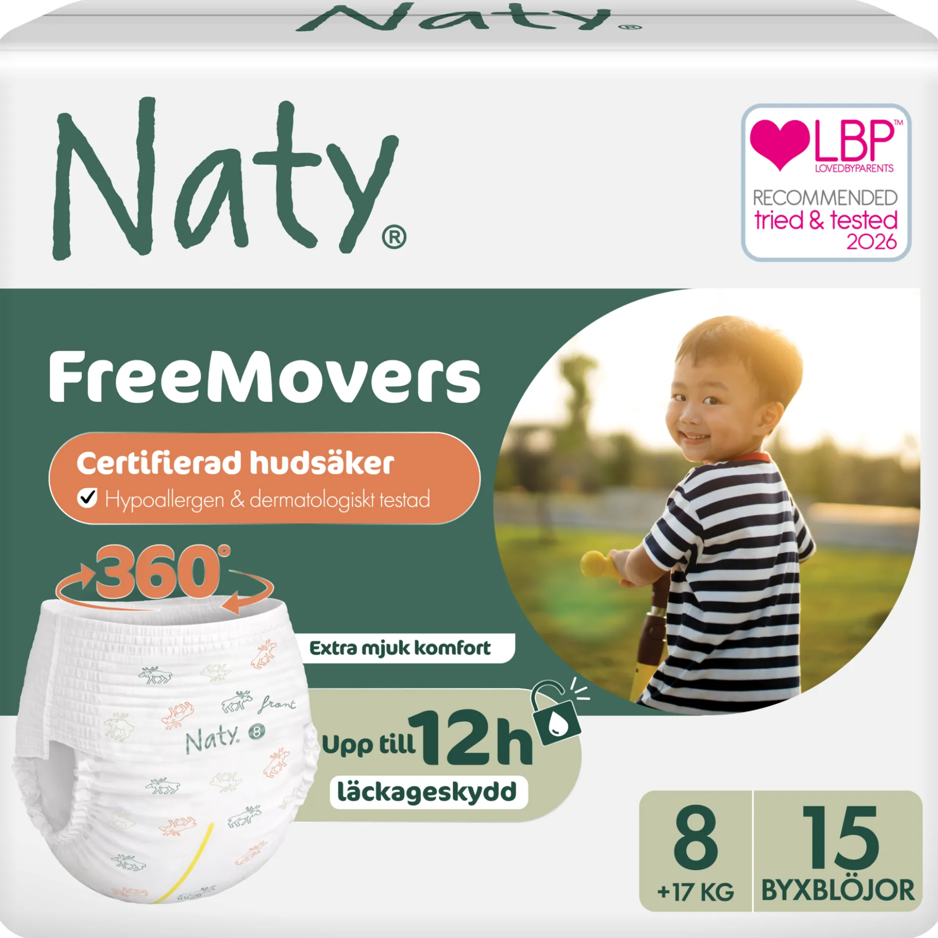 Naty Byxblöjor FreeMovers strlk 8, 15 st