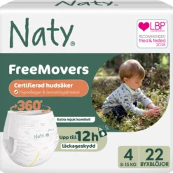Naty Byxblöjor FreeMovers strlk 4, 22 st
