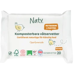 Naty Våtservetter Komposterbara Travel 20 st
