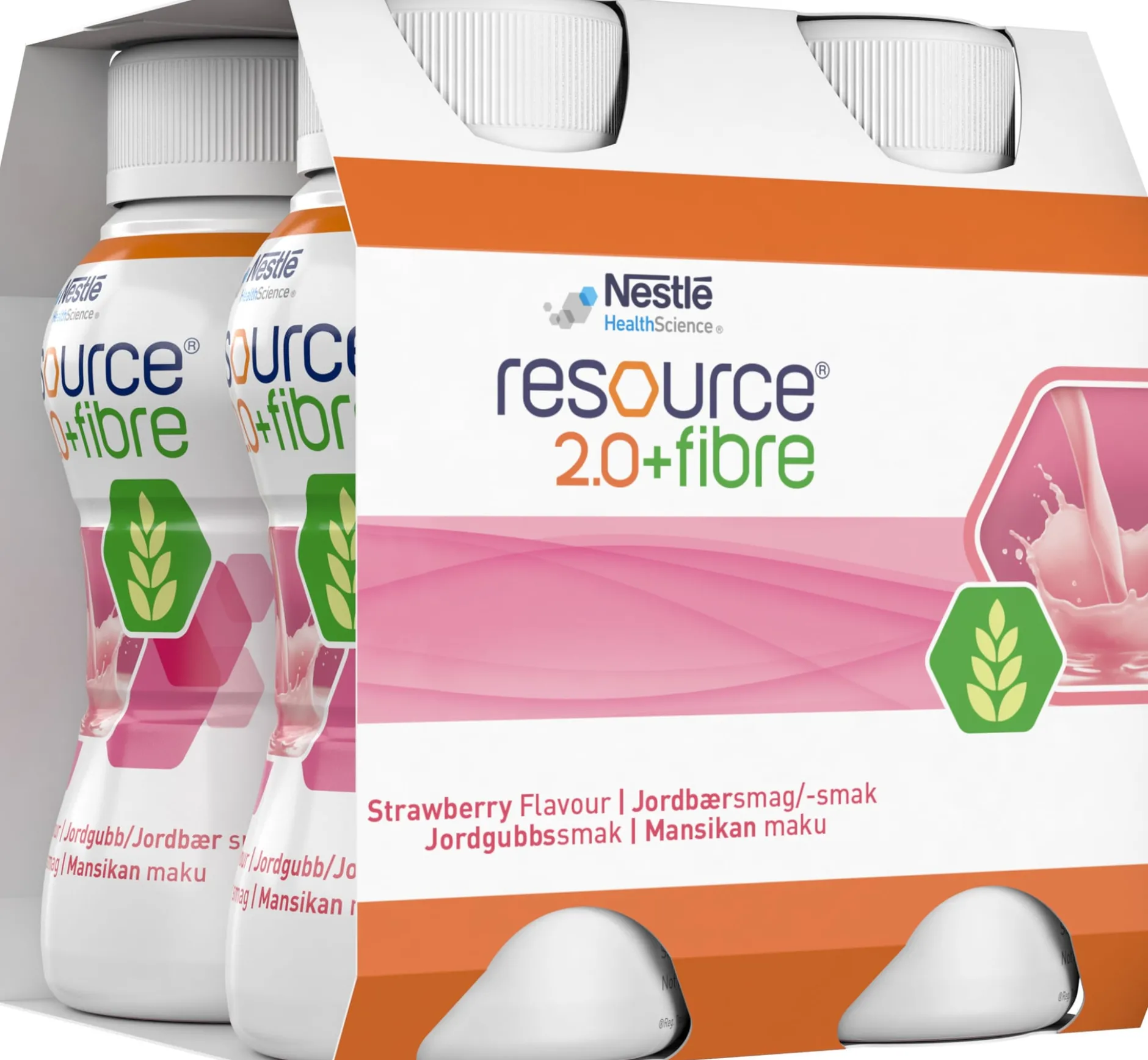 Nestlé Resource 2.0+Fibre Jordgubb 4 x 200 ml