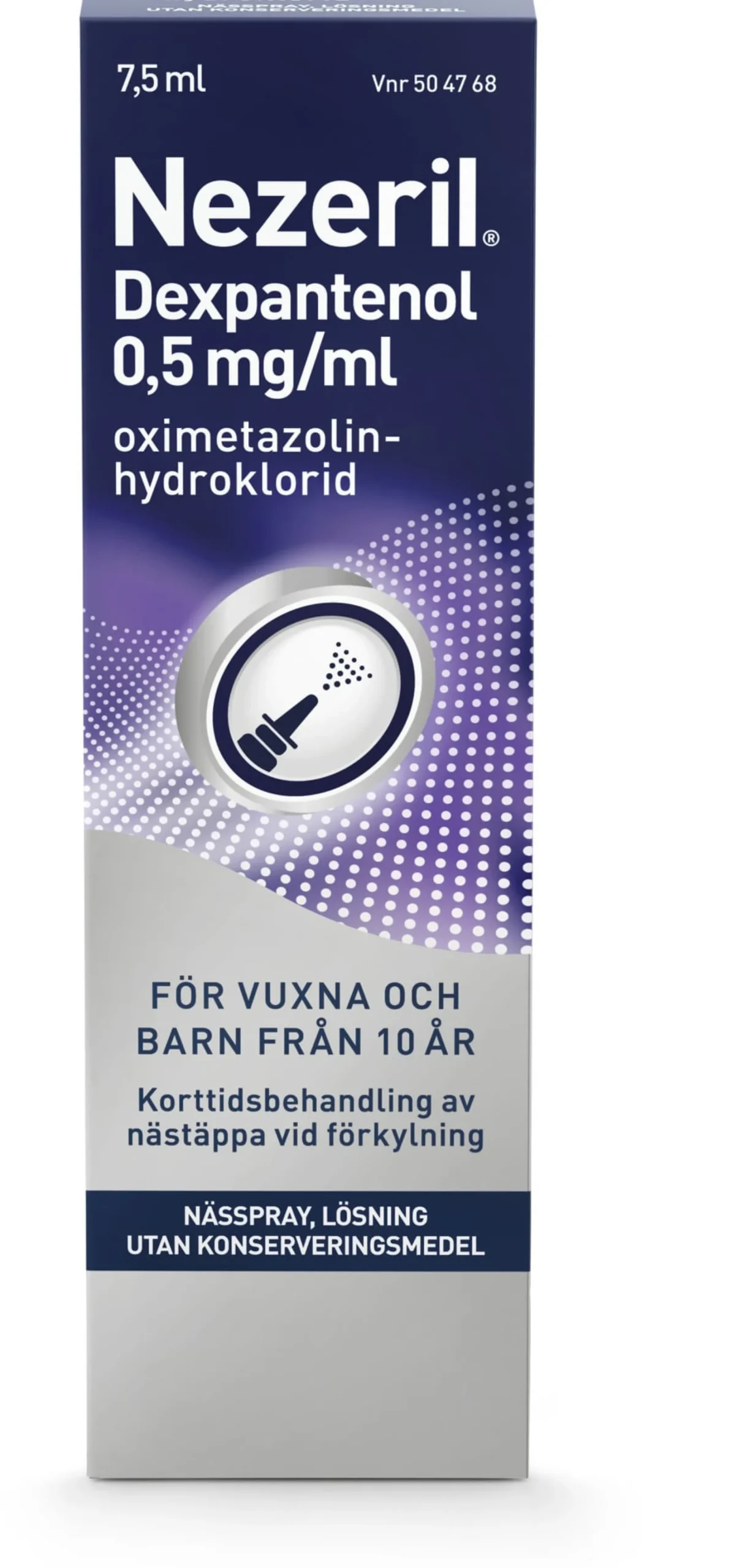 Nezeril Dexpantenol 0,5 mg/ml Nässpray 7,5 ml (utan konserveringsmedel)