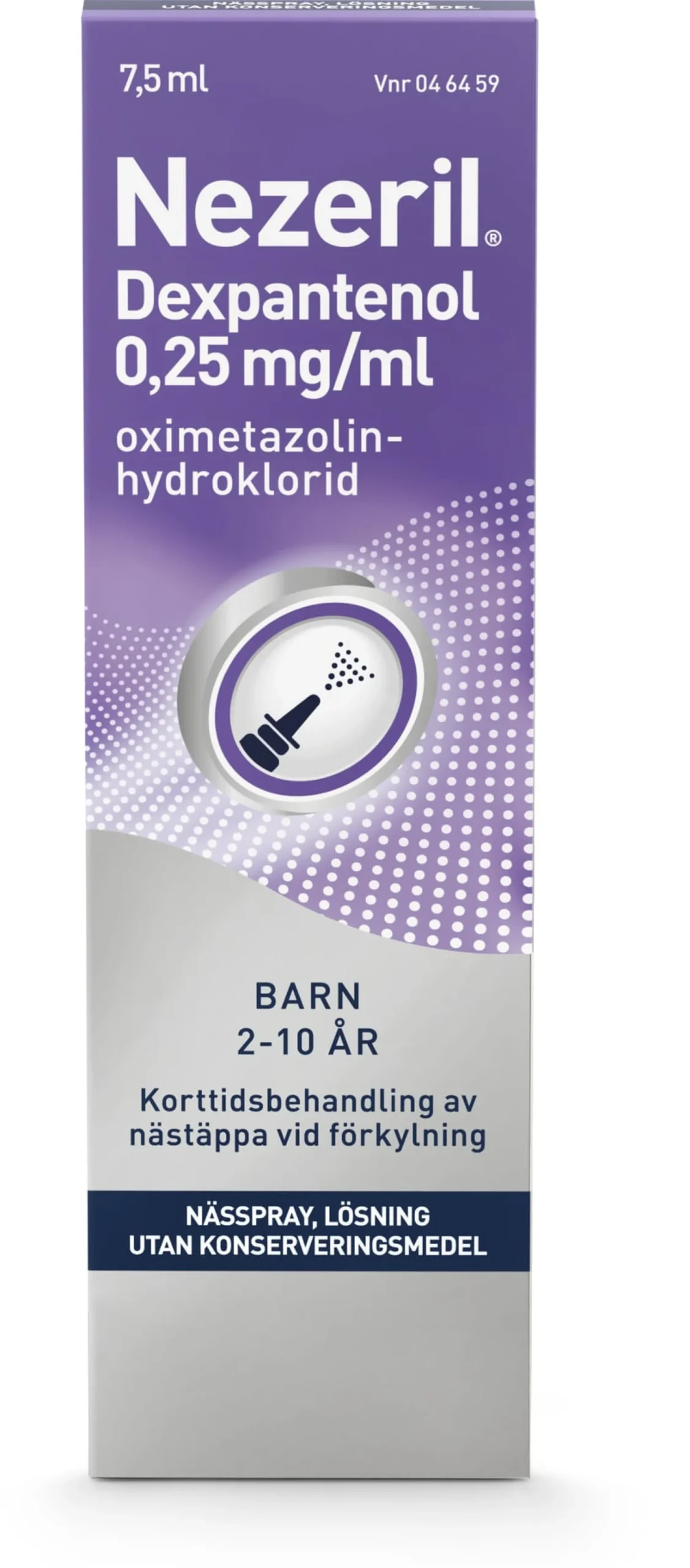 Nezeril Dexpantenol 0,25mg/ml Nässpray 7,5 ml (utan konserveringsmedel)