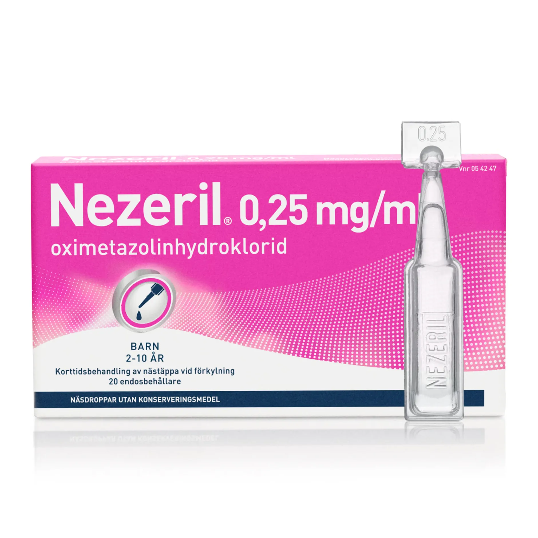 Nezeril 0,25 mg/ml näsdroppar 20 st (utan konserveringsmedel)