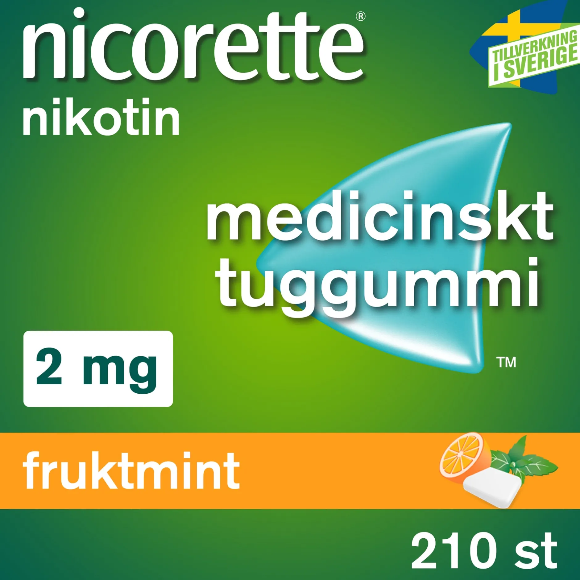 Nicorette Fruktmint Medicinskt Tuggummi 2 mg 210 st