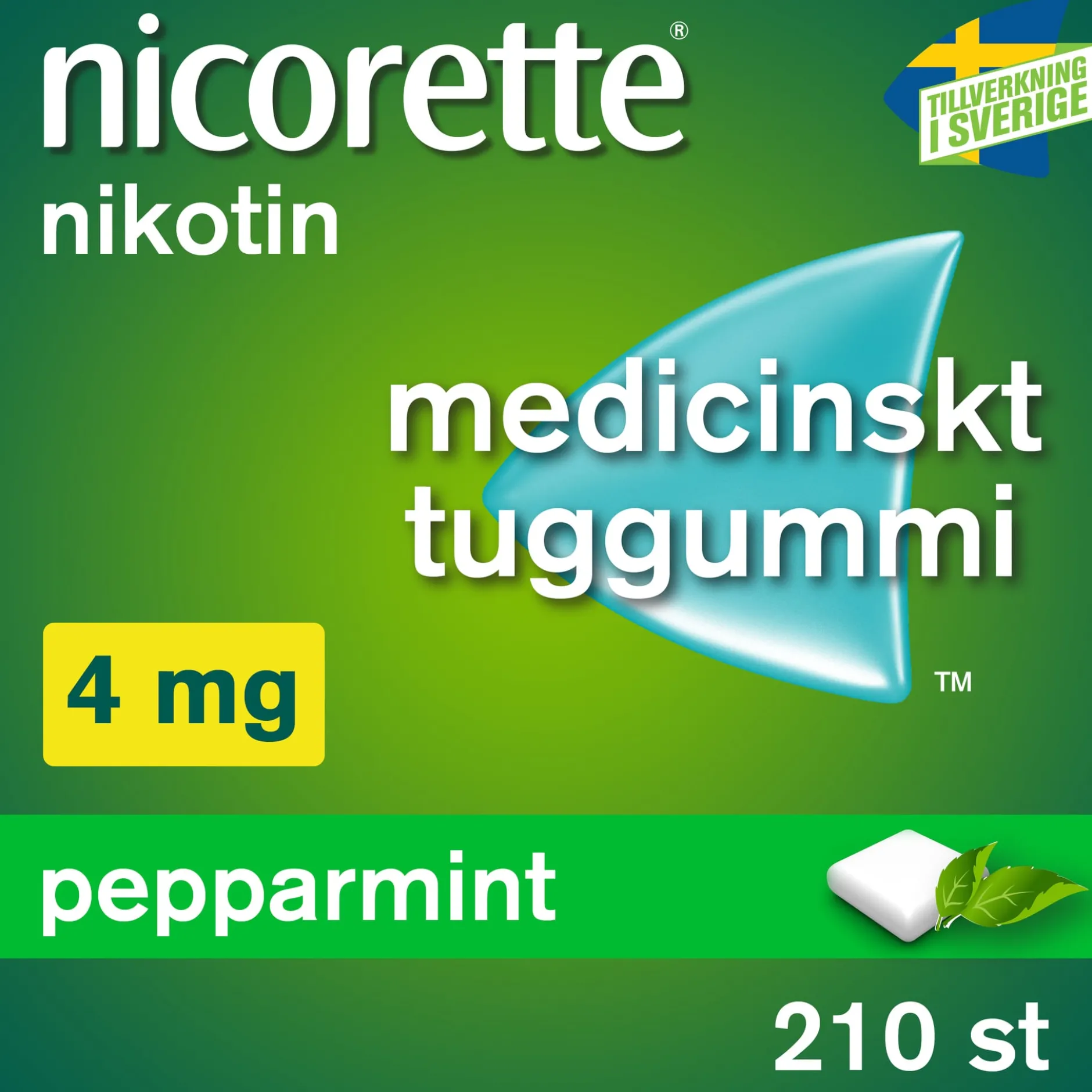 Nicorette Pepparmint Medicinskt Tuggummi 4 mg 210 st
