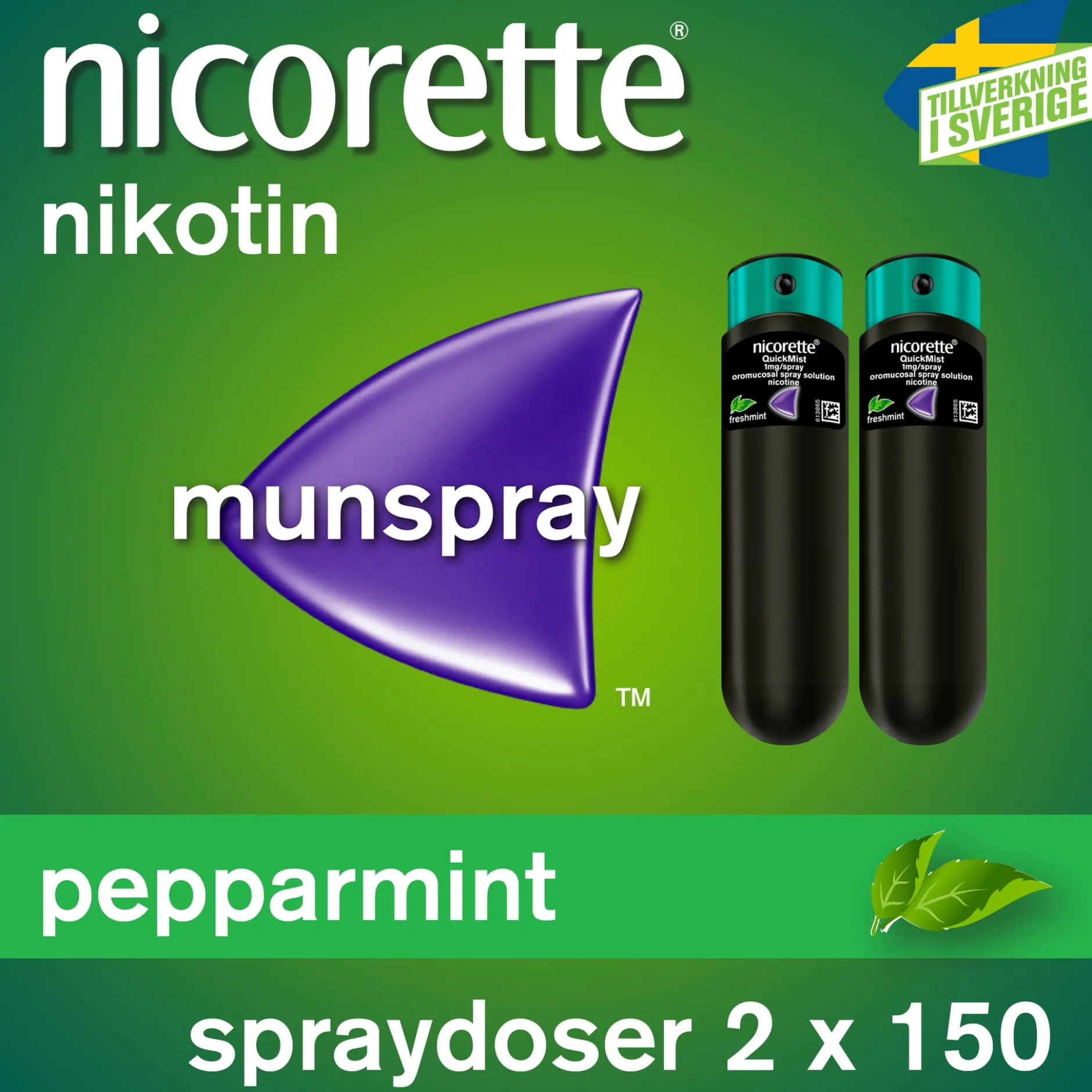 Nicorette Pepparmint Munhålespray 1 mg/spray 2 x 150 spraydoser