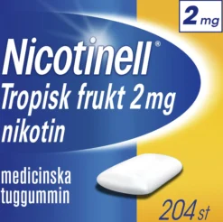 Nicotinell Tropisk Frukt 2 mg Nikotin Medicinska tuggummin 204 st