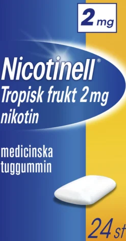 Nicotinell Tropisk Frukt 2 mg Nikotin Medicinska tuggummin 24 st