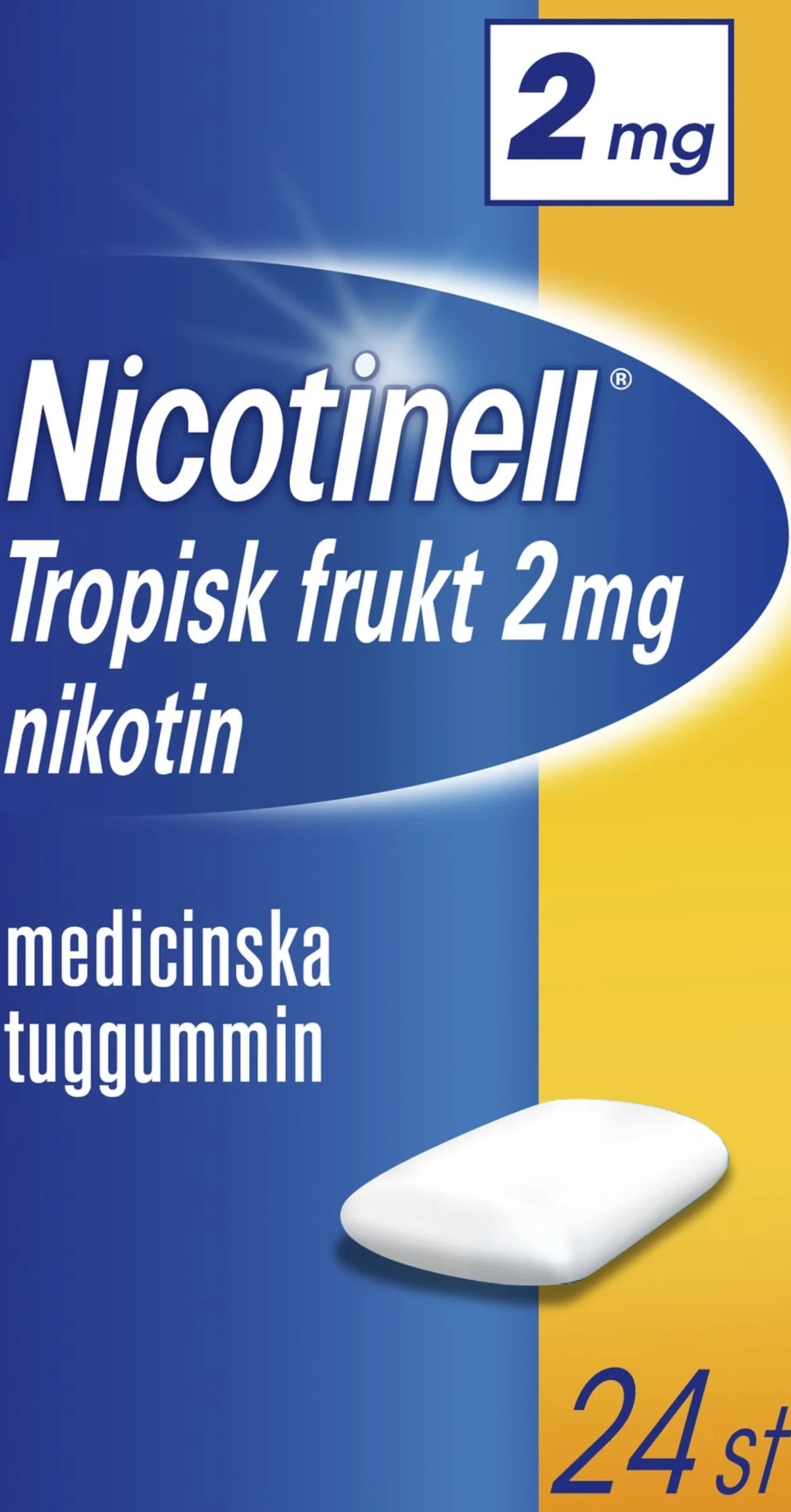 Nicotinell Tropisk Frukt 2 mg Nikotin Medicinska tuggummin 24 st