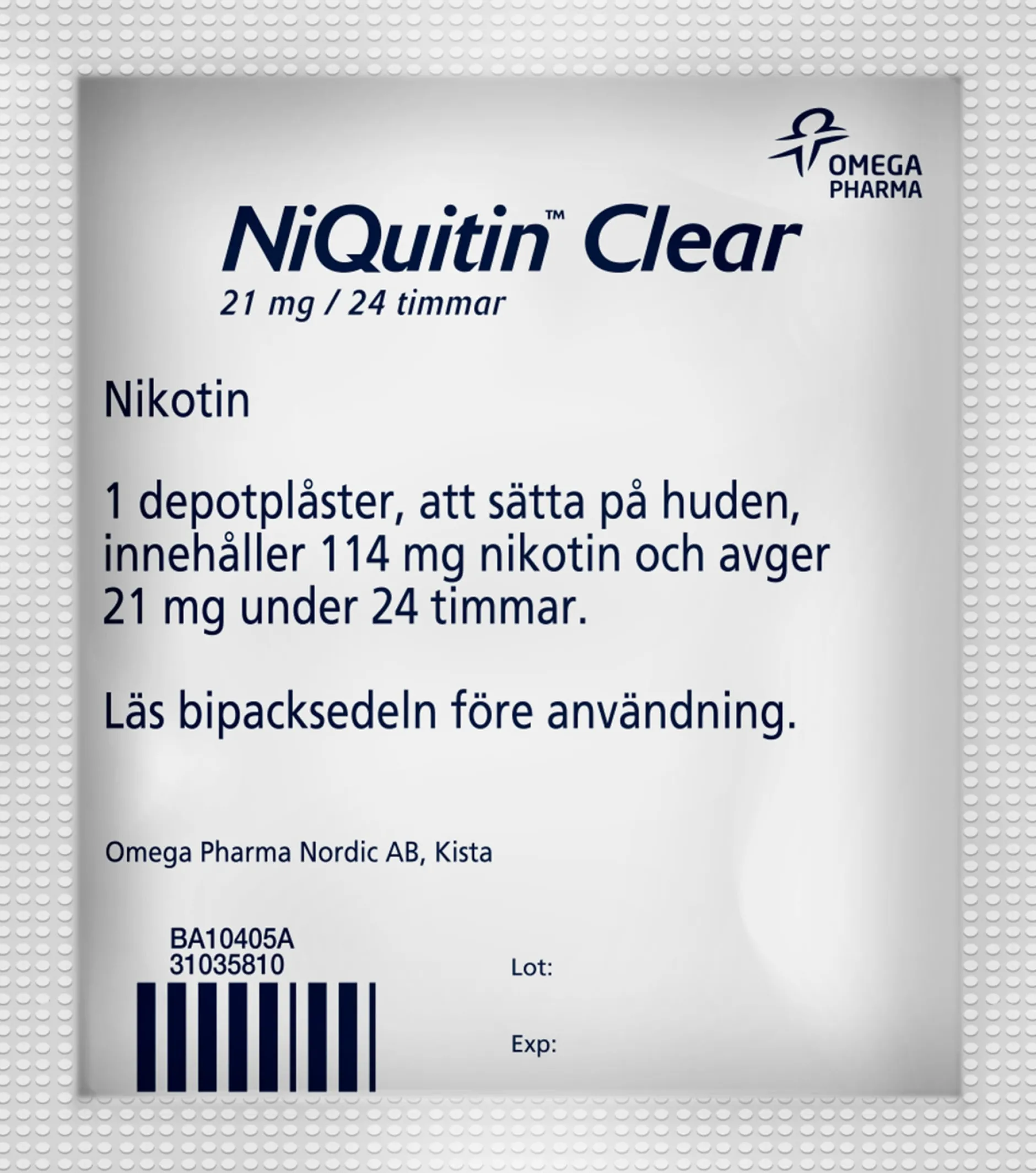 Niquitin Clear 21 mg / 24 timmar Depotplåster Nikotinplåster 7 st