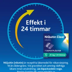 Niquitin Clear 21 mg / 24 timmar Depotplåster Nikotinplåster 7 st