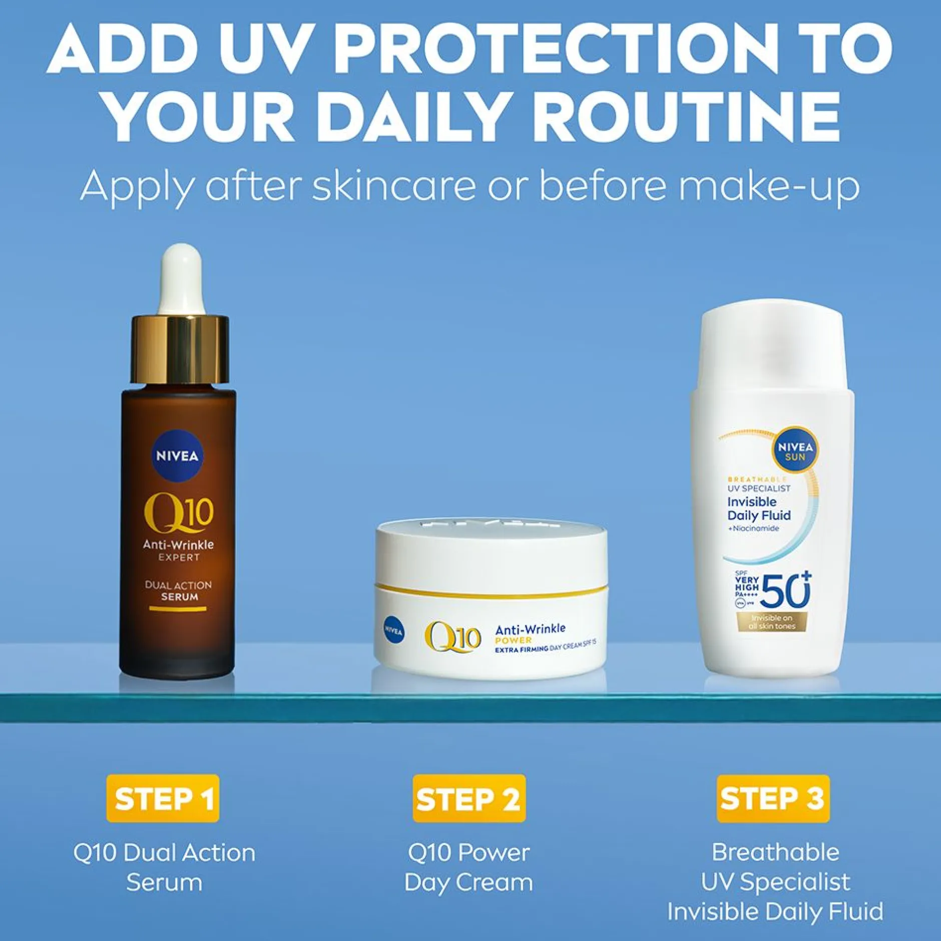 NIVEA SUN Solkräm ansikte UV Face Invisible Daily Fluid SPF50+ 40 ml