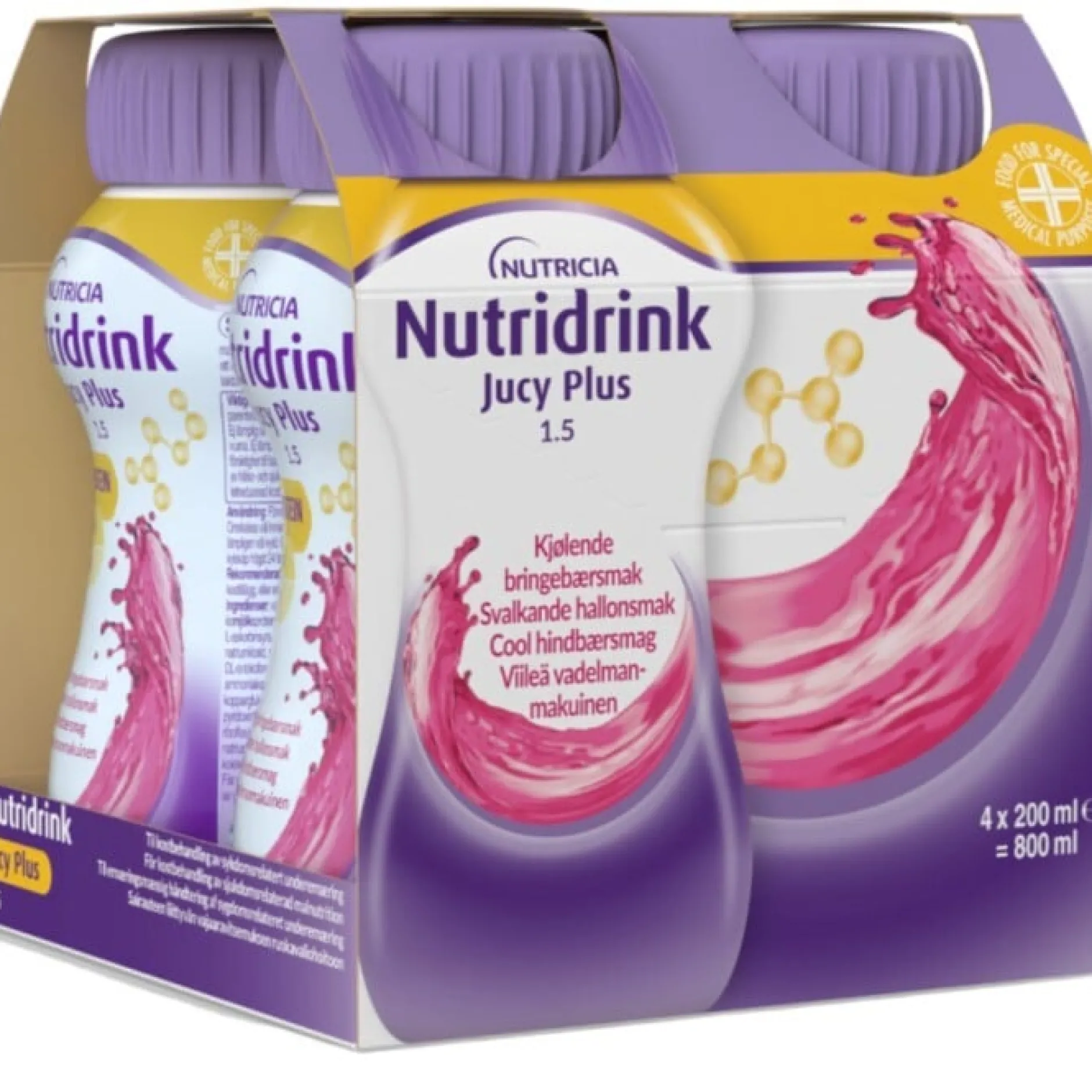Nutridrink Jucy Plus Svalkande Hallon 4x200 ml