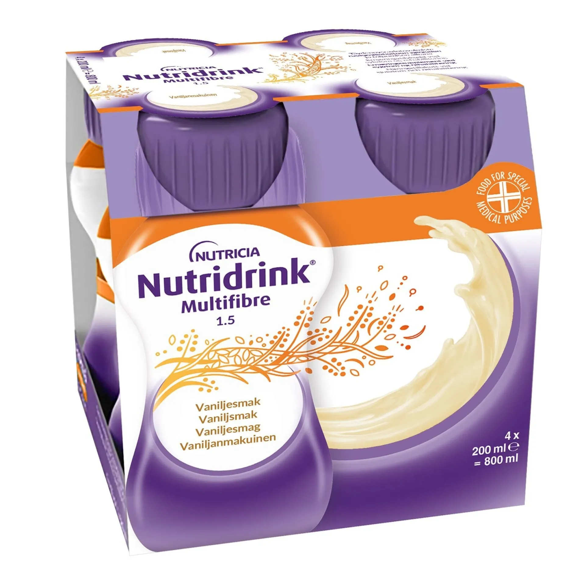 Nutridrink Multi Fibre Vaniljsmak 4 x 200 ml