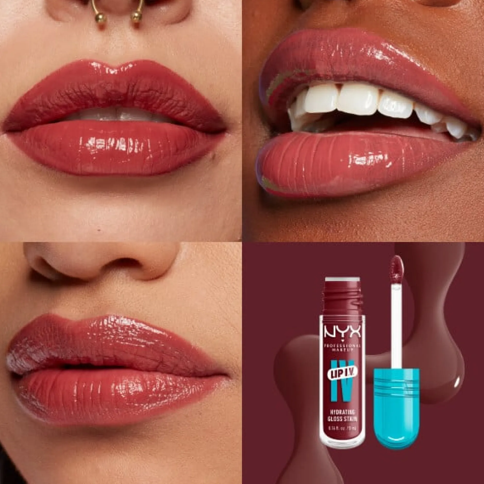 NYX Professional Makeup Lip I.V. Lip Gloss Stain 08 Drippin in Rose 5 ml