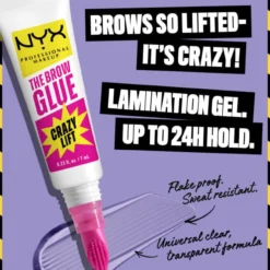 NYX Professional Makeup The Brow Glue Crazy Lift Fixerande Bryngel 01 Transparent 7 ml