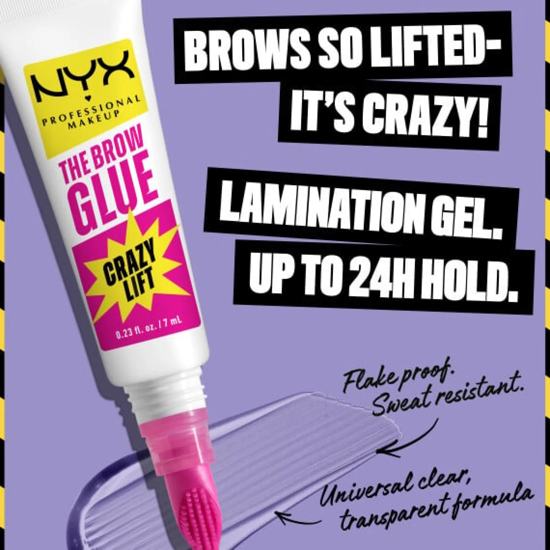NYX Professional Makeup The Brow Glue Crazy Lift Fixerande Bryngel 01 Transparent 7 ml
