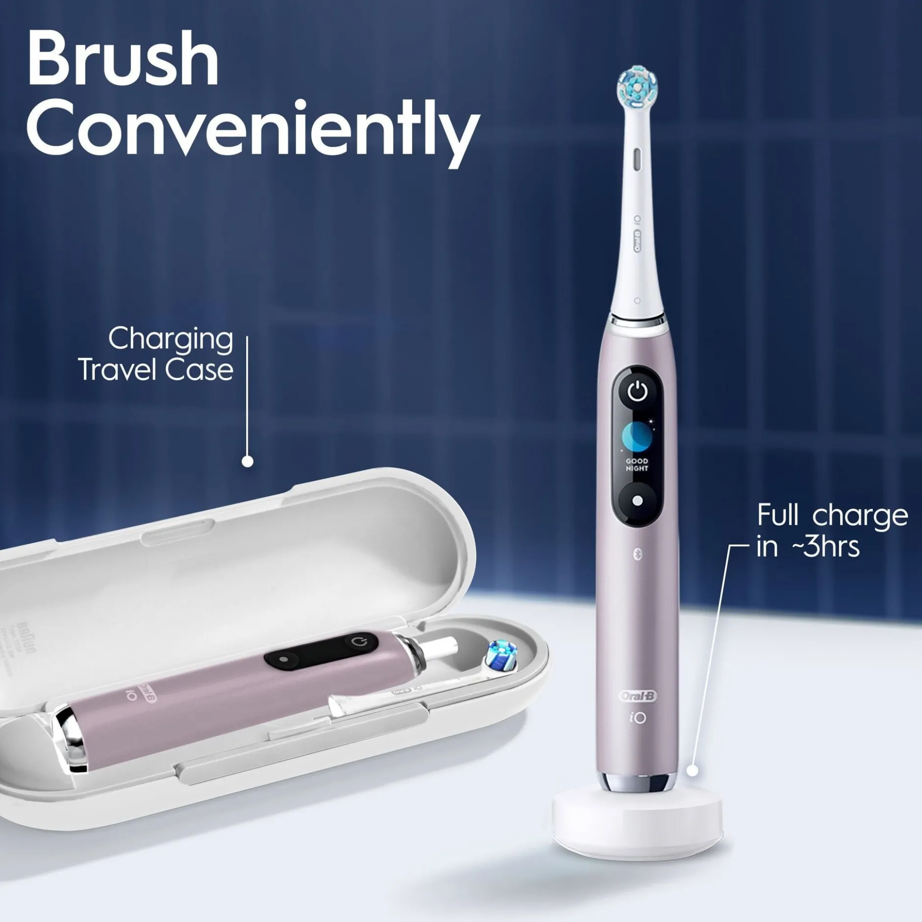 Oral-B iO 9 Eltandborste Rosa, 2 tandborsthuvuden, 1 laddningsbart resefodral