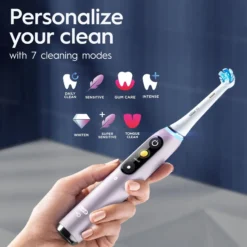Oral-B iO 9 Eltandborste Rosa, 2 tandborsthuvuden, 1 laddningsbart resefodral