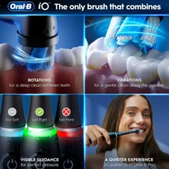 Oral-B iO10 Eltandborste Svart 1 Tandborsthuvud, Resefodral med laddare & Hållare till borsthuvud