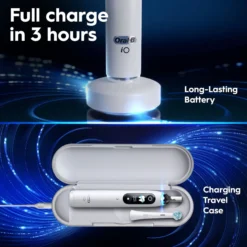 Oral-B iO9 Eltandborste Vit 2 Tandborsthuvuden, Resefodral med laddare & Hållare till borsthuvud