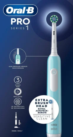 Oral - B Pro 1, Blå eltandborste med 2 huvuden