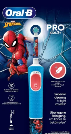 Oral-B Pro Kids Eltandborste +3 år Spider-Man & 2 tandborsthuvuden 1 st