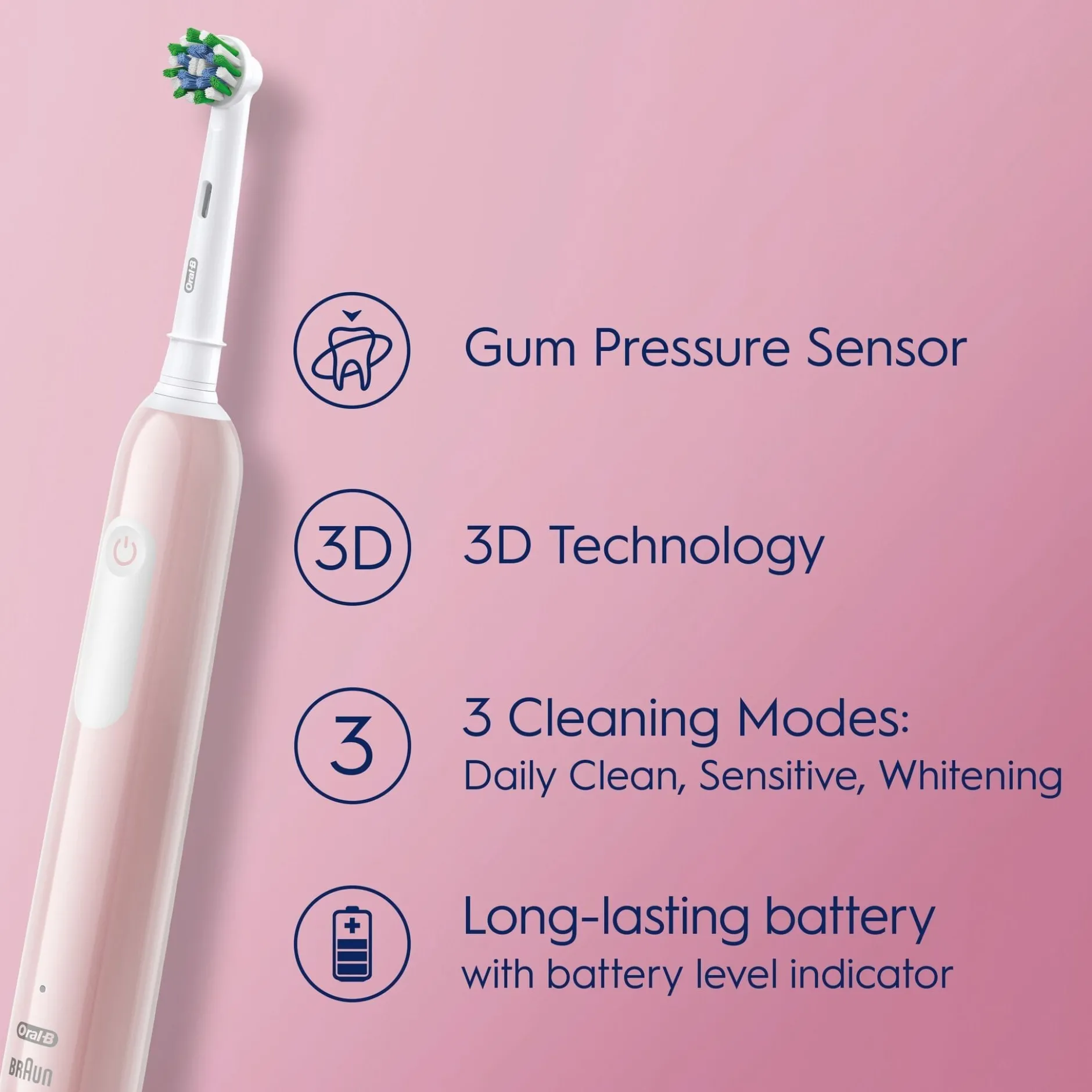 Oral-B Pro 1 Rosa eltandborste, 2 huvuden