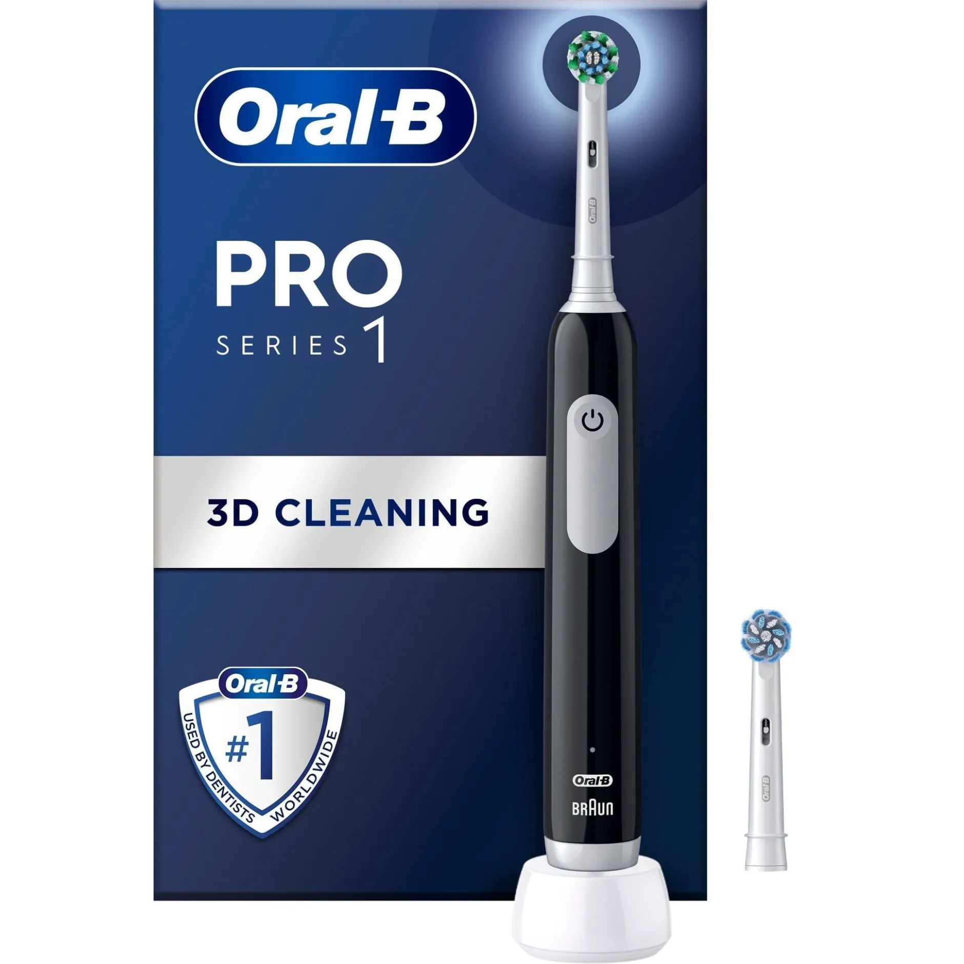 Oral-B Pro 1 Svart eltandborste, 2 huvuden