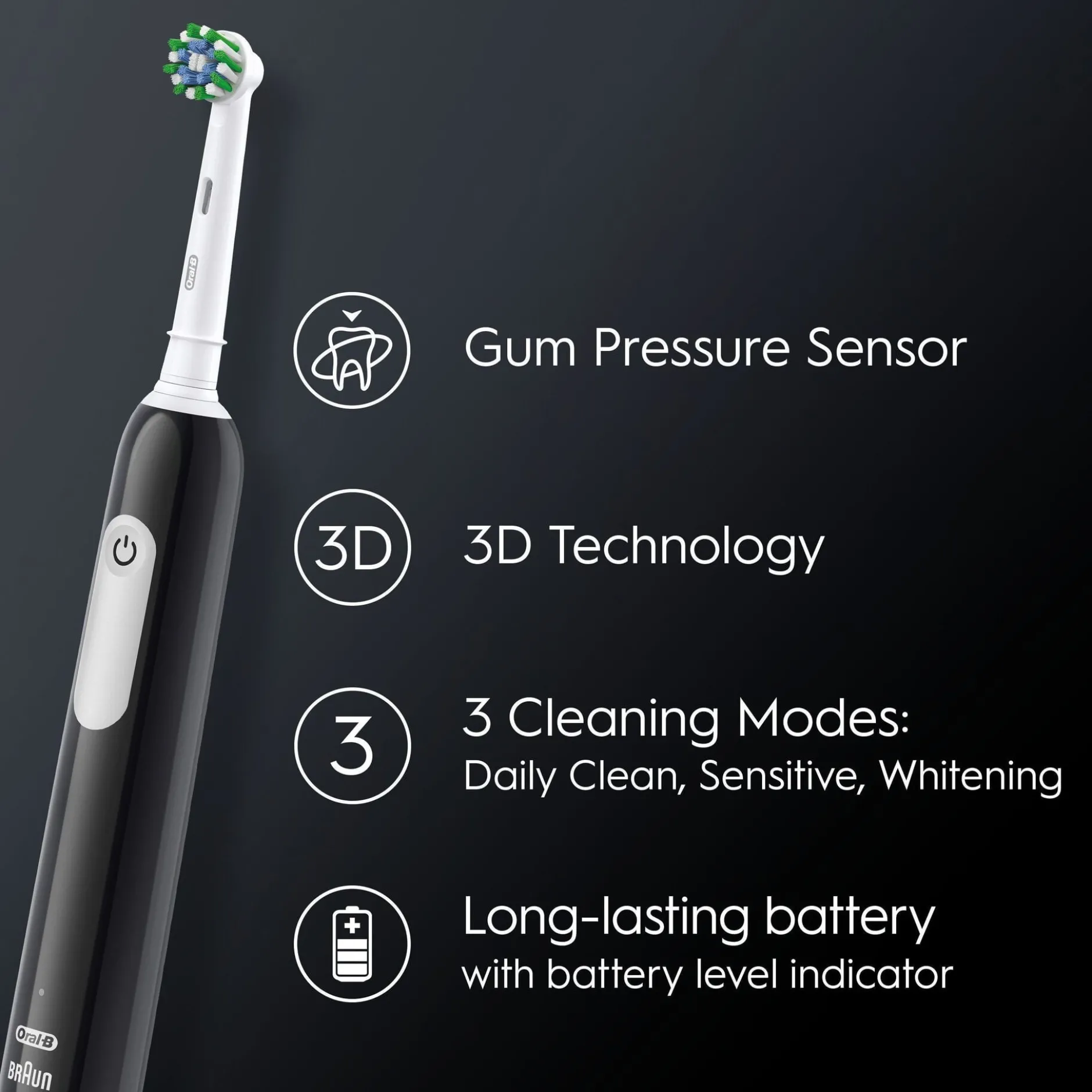 Oral-B Pro 1 Svart eltandborste, 2 huvuden