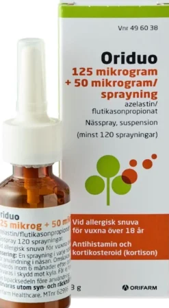 Oriduo Nässpray 125 mikrogram + 50 mikrogram/sprayning 120 sprayningar