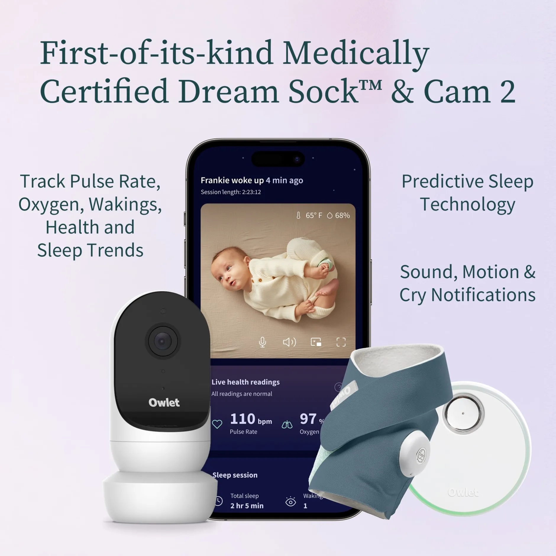 Owlet Dream Sock™ Bedtime Blue + Owlet Cam 2