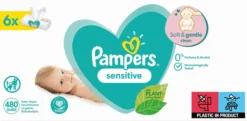 Pampers Sensitive Baby våtservetter 6x80 st = 480 Våtservetter