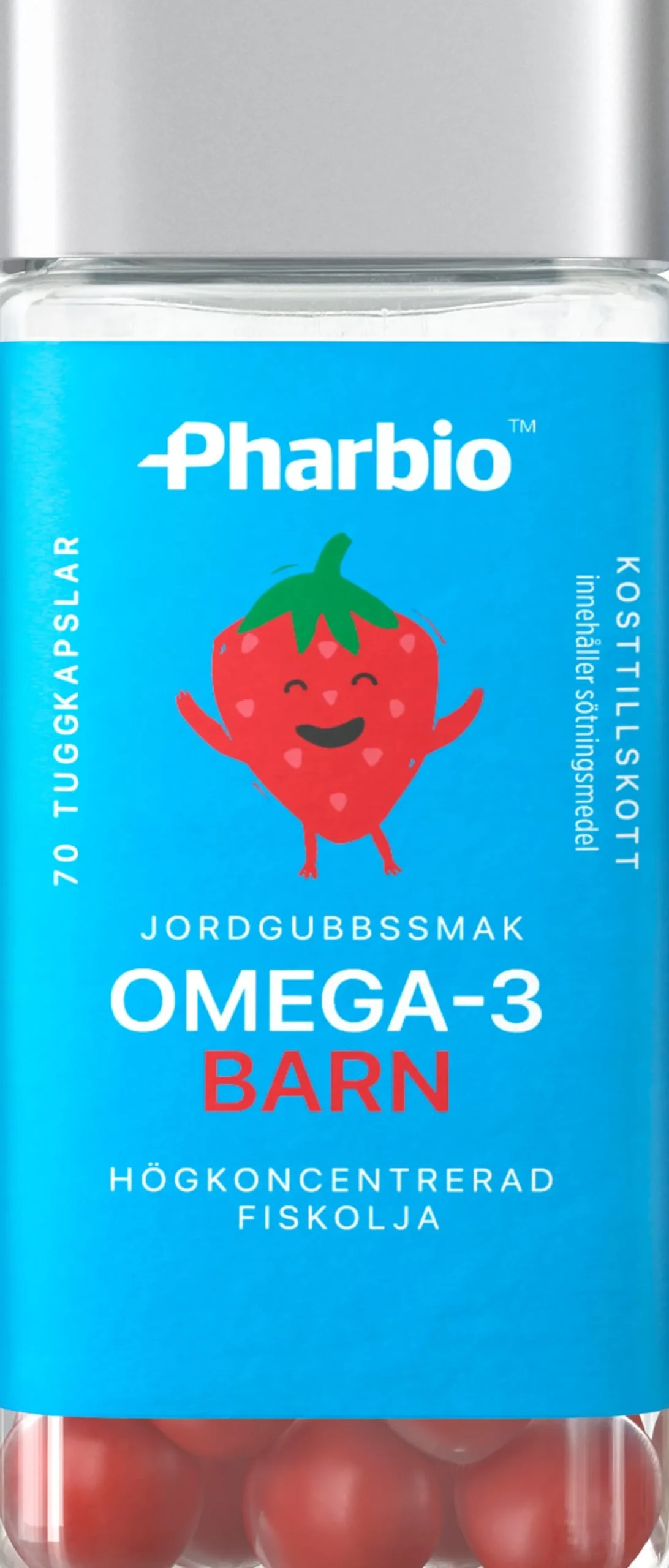 Pharbio Omega-3 Barn Jordgubbssmak 70 tuggkapslar