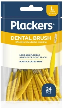 Plackers Dental Brush Mellanrumsborste Gul L (0,7 mm) 24 st
