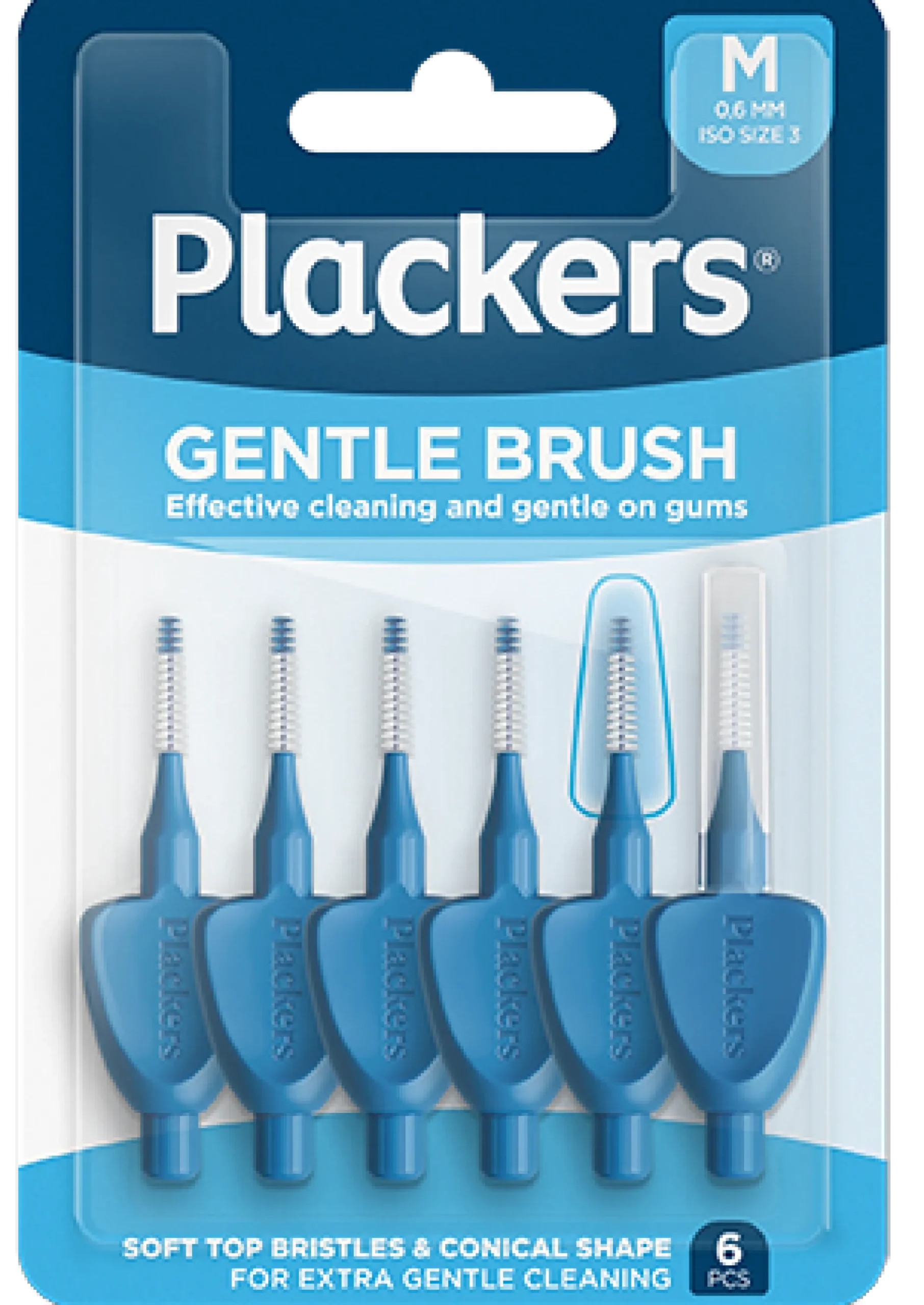 Plackers Gentle Brush Skonsam Mellanrumsborste Blå M (0,6 mm) 6 st