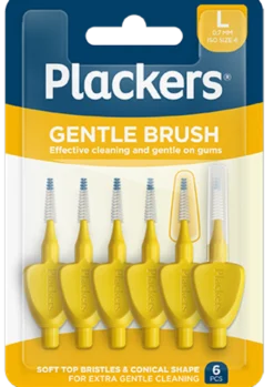 Plackers Gentle Brush Skonsam Mellanrumsborste Gul L (0,7 mm) 6 st