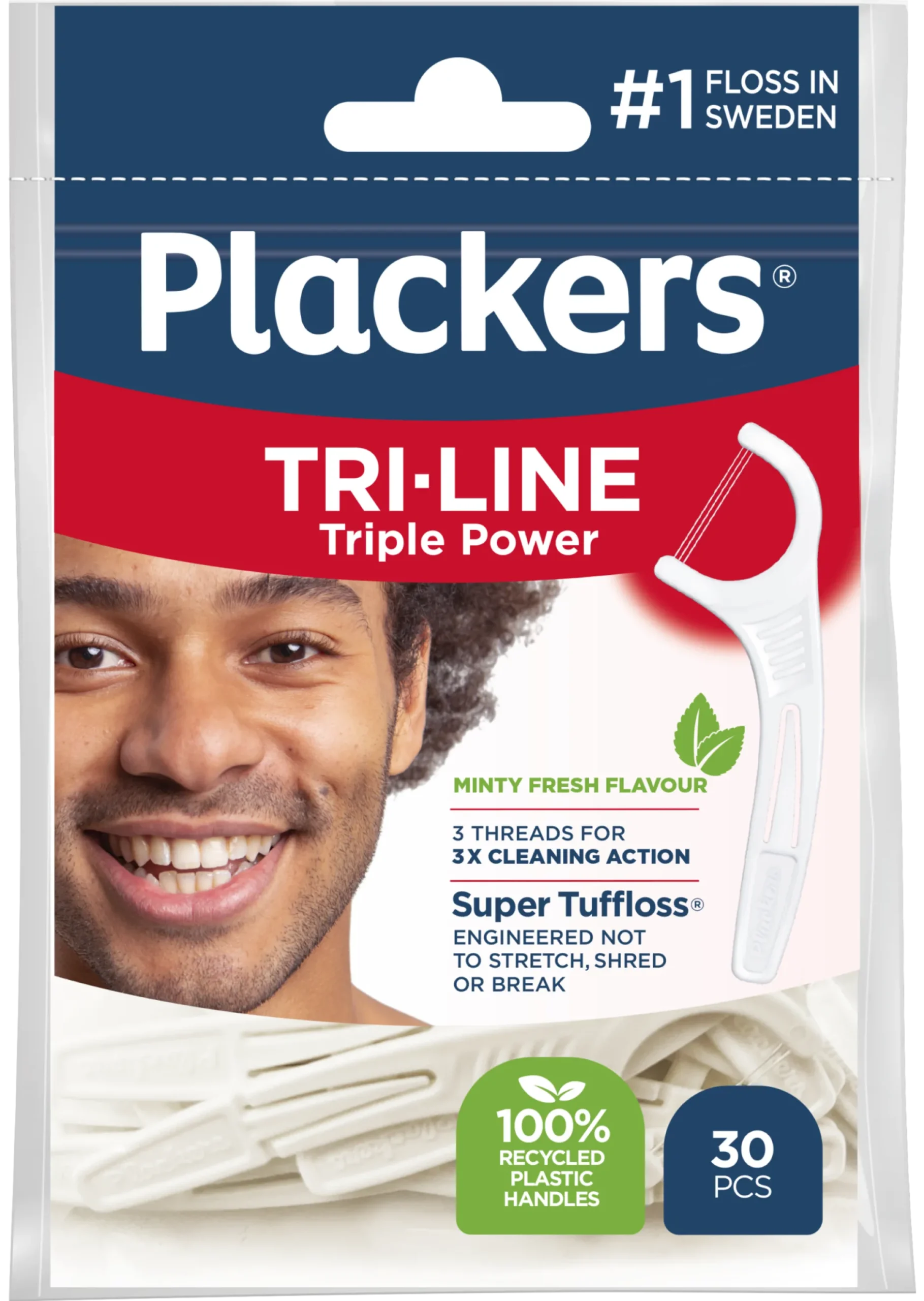Plackers Tri-Line Triple Power Tandtrådsbygel 30 st