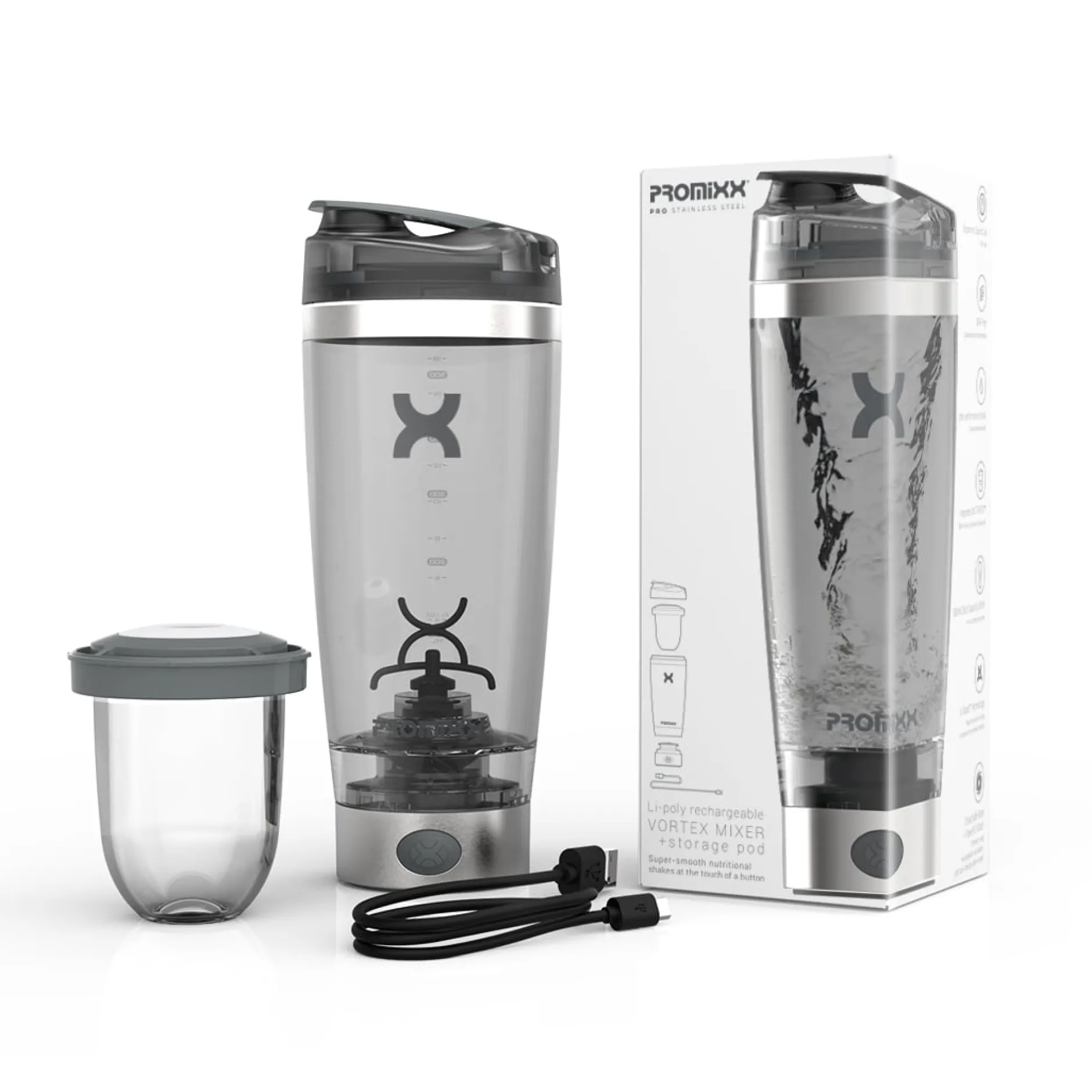 Promixx PRO Electric Shaker Bottle Stainless Steel 600 ml