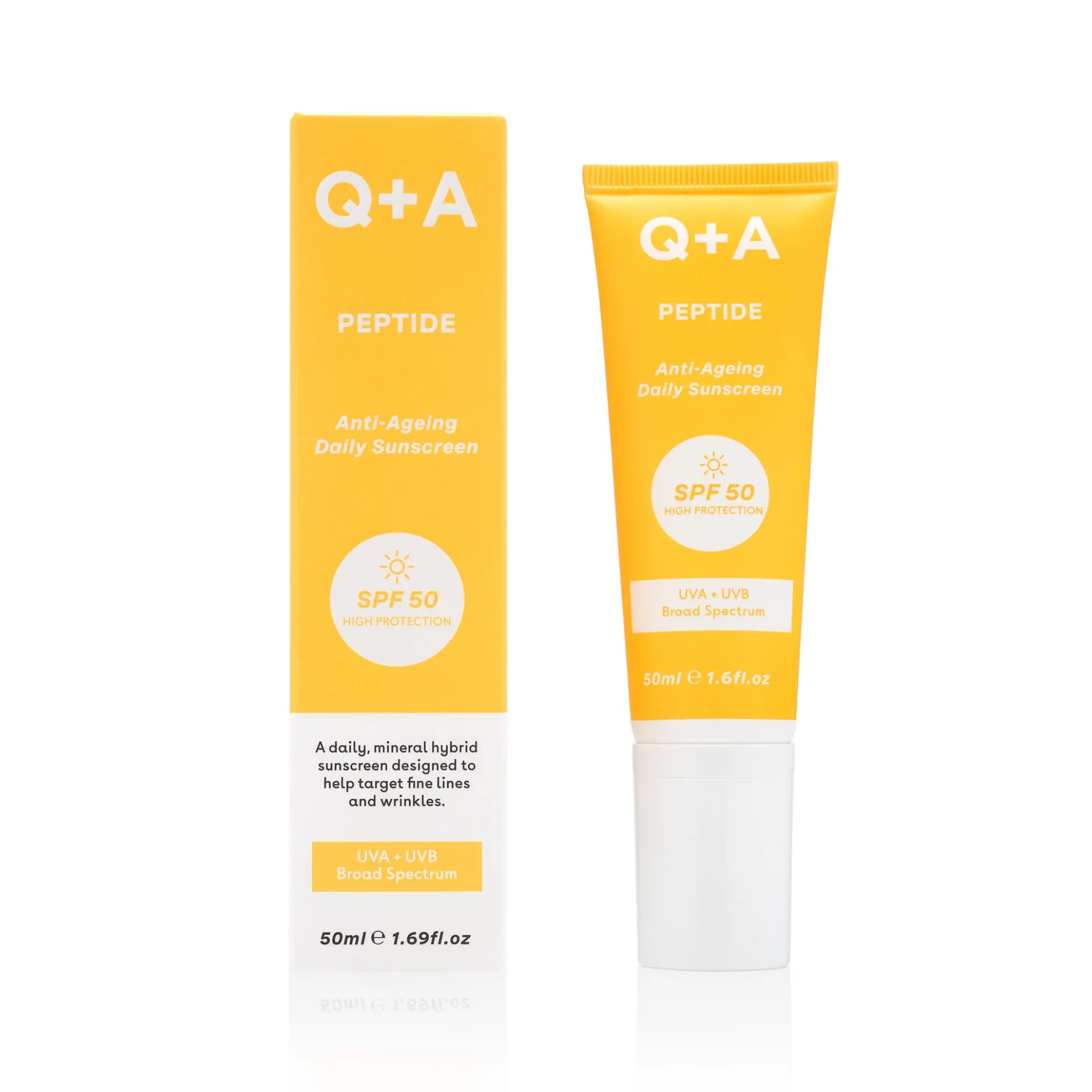 Q+A Peptide SPF50 Renewing Face Sunscreen 50 ml